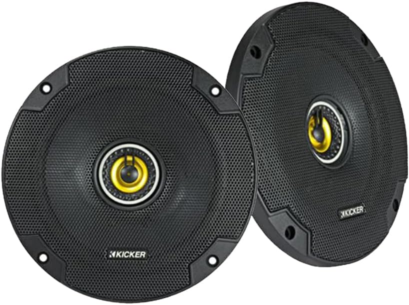 Car Speaker Package Of 4x Kicker 300 Watt Max Power 6.5" CS Series 2-Way Car Audio Coaxial Speakers Bundle Combo With Enrock 50 Foot 14 Gauge Speaker Wire