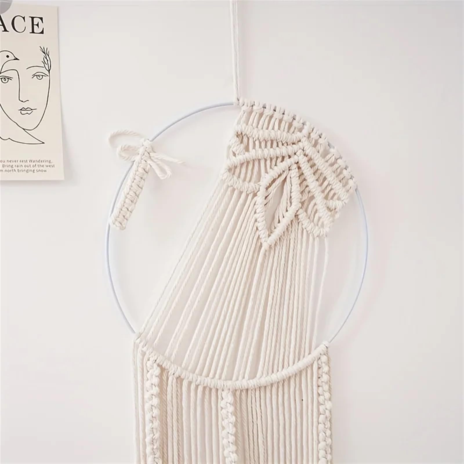 DFGBAPKBL 1pc Blatt Muster Tapisserie Macrame Wand Hängen Woven Ästhetischen Wandbehang for Wohnzimmer Schlafzimmer Für die Dekoration von Wänden