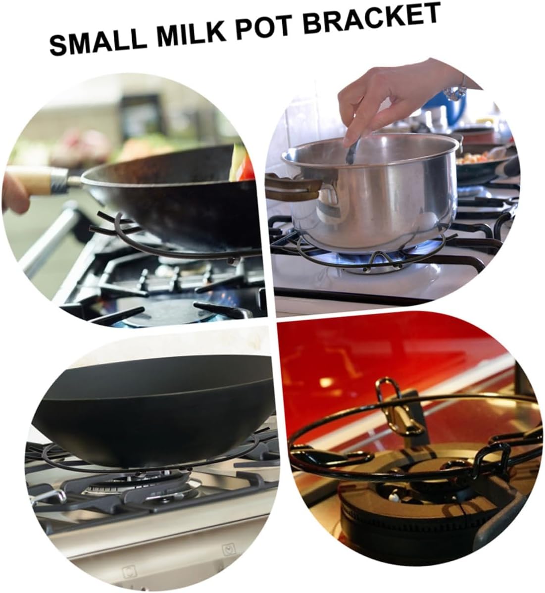 4pcs Non-slip Wok Ring Bracket for Gas Stove Stable Pot Holder for Small Milk Pots Heat Resistant Wok Accessories for Secure Cooking Surface