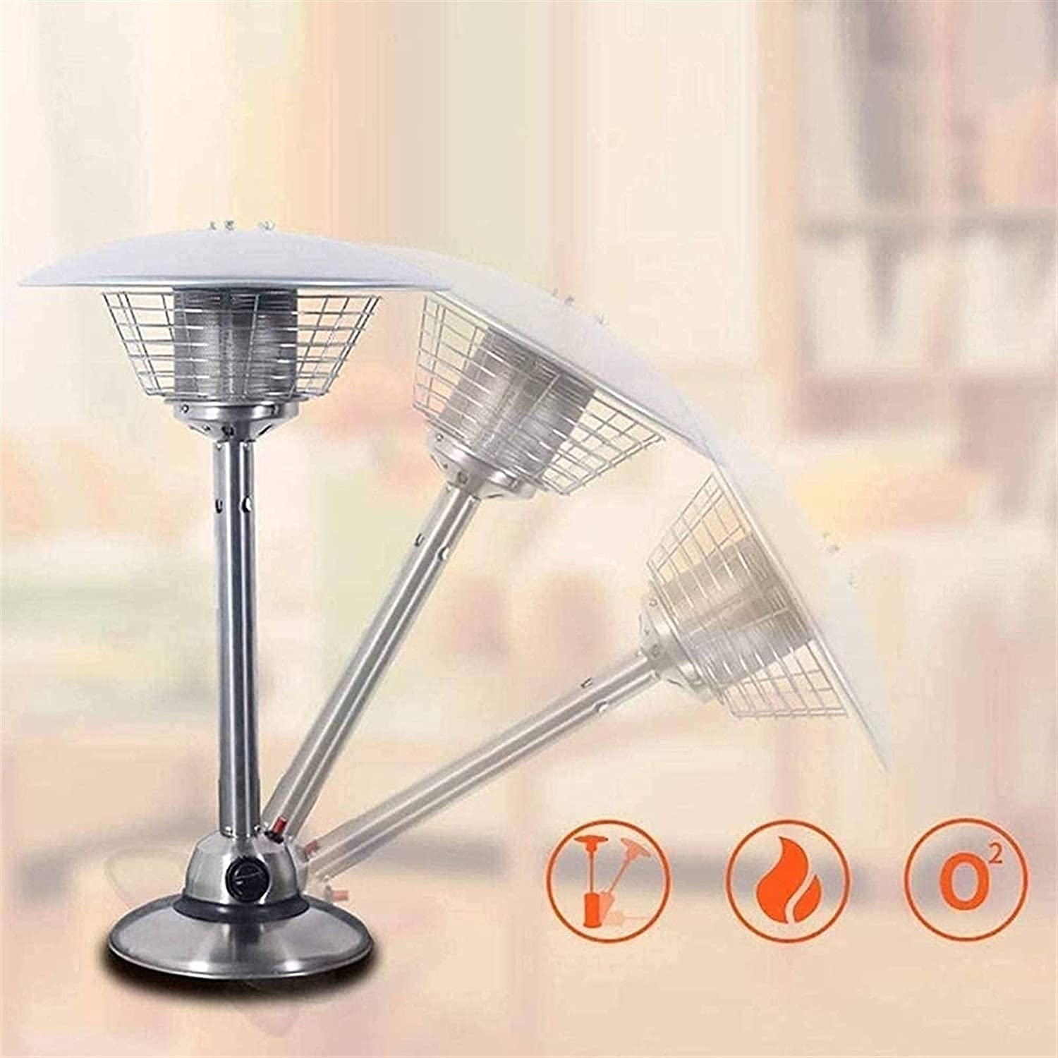 Riscaldatore per patio da tavolo, mini riscaldatore per patio a propano moderno in acciaio con ombrellone, riscaldatore per patio Comfort da giardino
