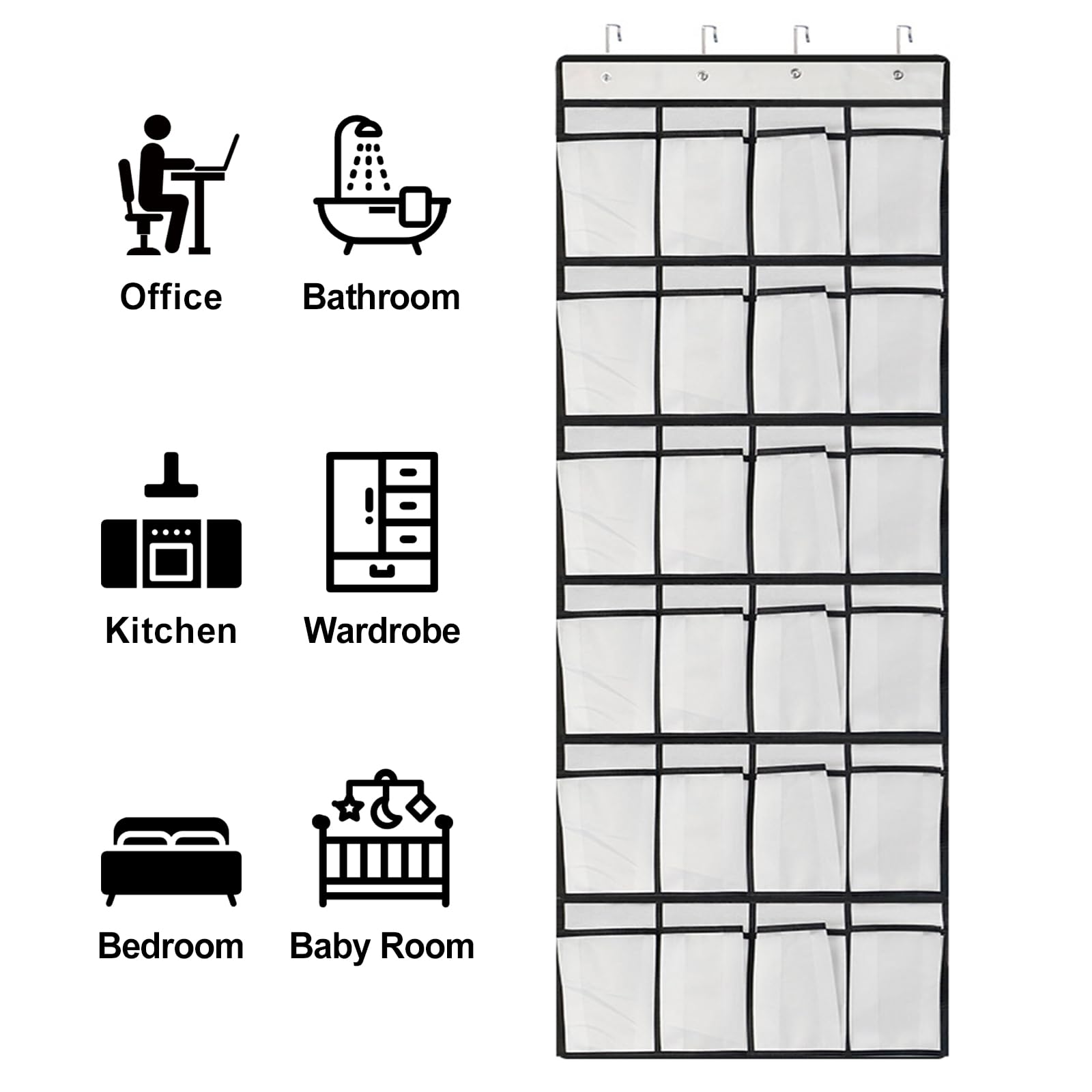 logei Over the Door Organiser for Shoes Hanging Shoe Storage with 24 Pockets, Hanging Shoe Organiser, Storage Bag - Image 4