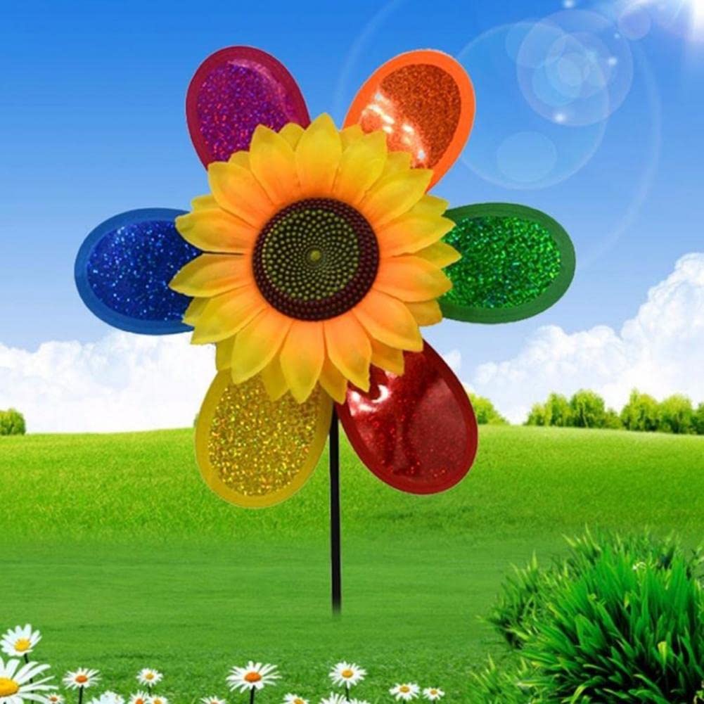 ZYWUOY 4 piezas de molinillo de viento de jardín, molino de viento de girasol, molino de viento, decoración de molino de viento, spinner para patio, césped, jardín, decoración de fiesta