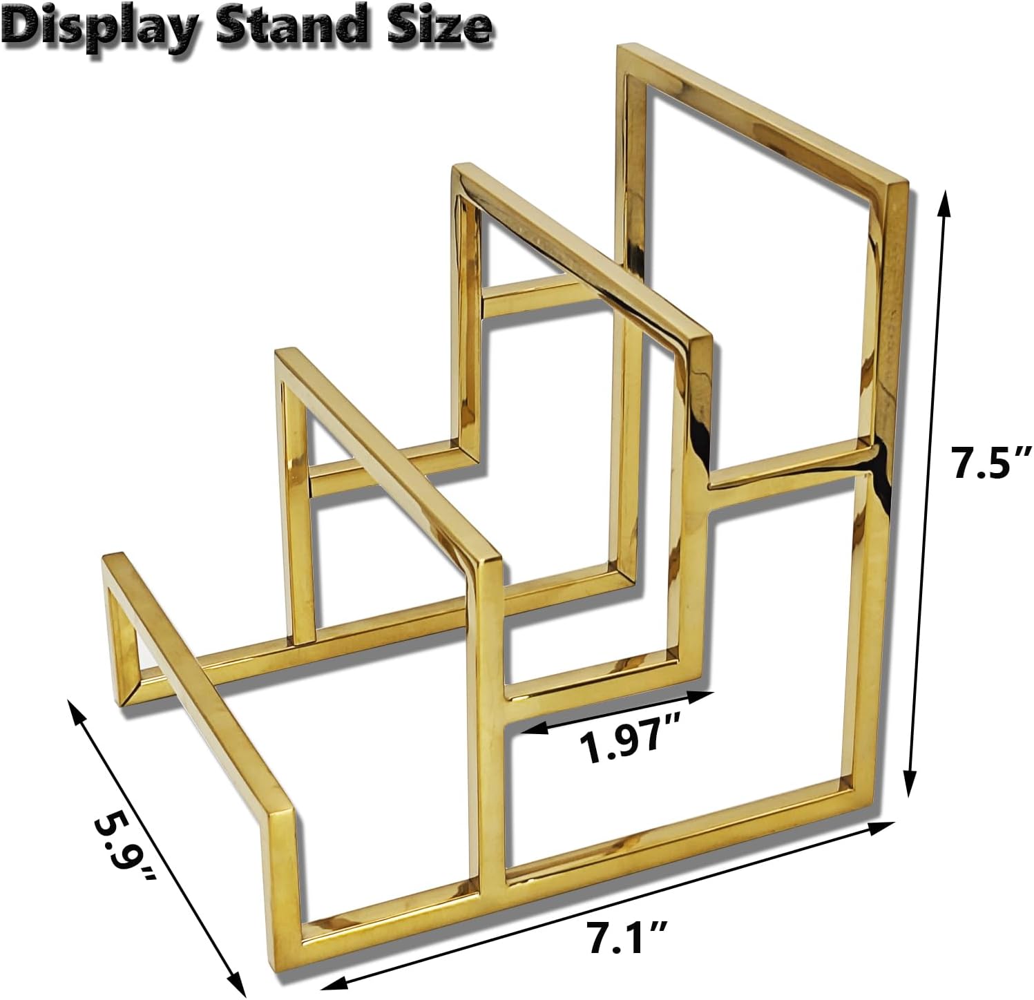 Purse Display Stand 3-Layer Wallet Display Rack Clutch Holder Riser for Home Retail Store Supplies - Elegant Gold Finish