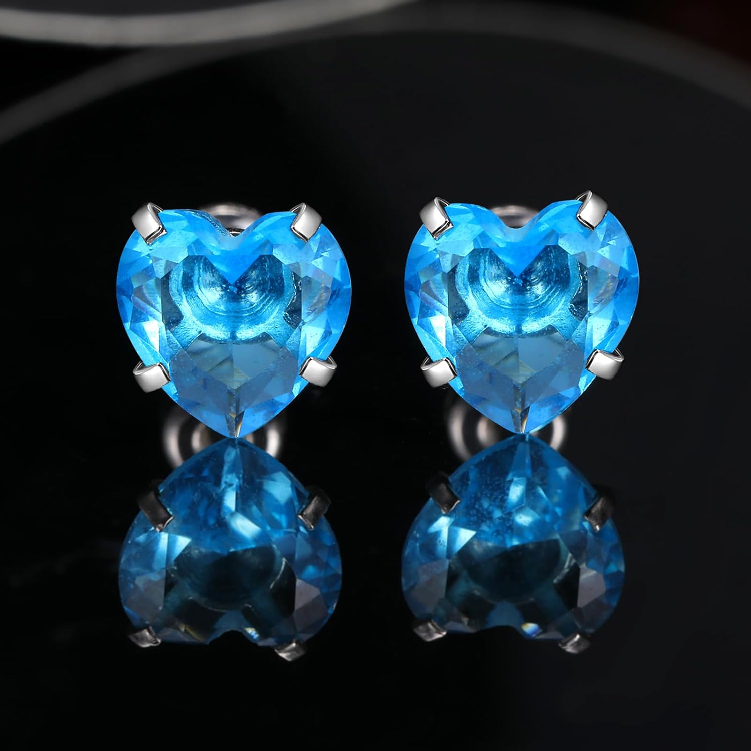 VOLUKA Valentine's Day Pack of Titanium Heart Shape Cubic Zirconia Screw Back Stud Earrings for Women Hypoallergenic - Image 6