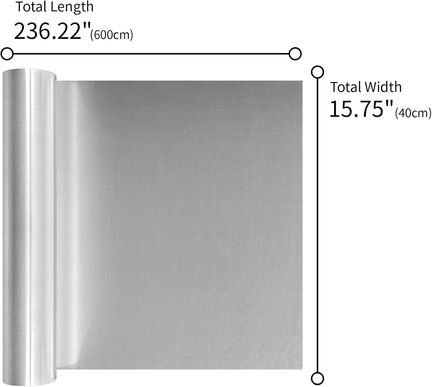 VEELIKE 15.7''x236'' Stainless Steel Contact Paper for Appliances Heat Resistant Self Adhesive Wallpaper Peel and Stick for Dishwasher Refrigerator Washing Machine Oven door Countertop Metal Furniture