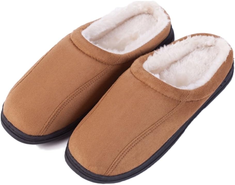 CareBey Men's Comfortable Winter Warm House Slip On Memory Foam Plush House Slippers