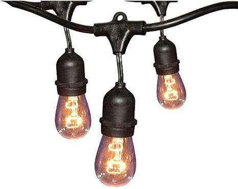 Hampton Bay 24 Light 48 Ft Black Commercial String Light Set Of 2 24 Ft Strings Amazon Com