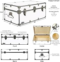 Vista 2 de C&N Footlockers - Baúl Happy Camper de tamaño completo - Tronco de campamento de verano #1 - Fabricado en los Estados Unidos - Reposapiés de acero