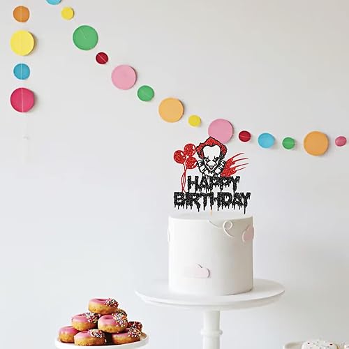 Miniatura 6 de Helewilk Decoración para pastel de cumpleaños con texto en inglés "Happy Birthday" de payaso, decoración de pastel de cumpleaños para película Have