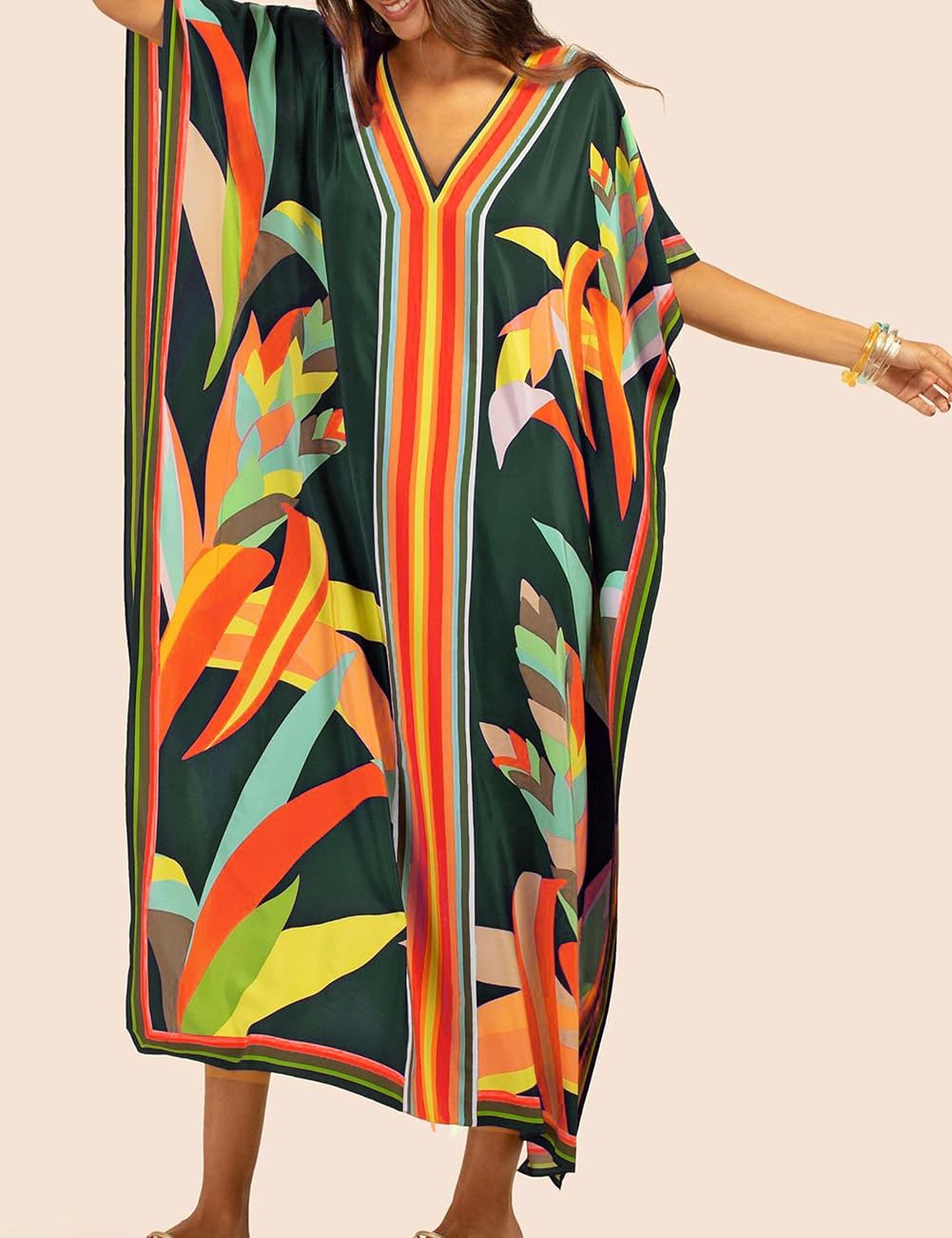 Bsubseach Women Plus Size Kaftan Dress Swimsuit Cover Up Caftan Maxi Beach Dresses Cover Ups - Image 2