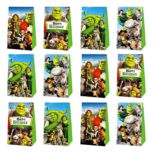 12 Pack Shrek Party Favor Gift Bags for Shrek Movie Theme Party