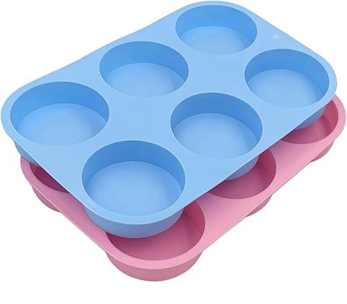 2 moldes redondos de silicona para jabón de 4 onzas, 3 pulgadas, tamaño grande, 6 cilindros, moldes de silicona para jabón de lufa, bombas de baño