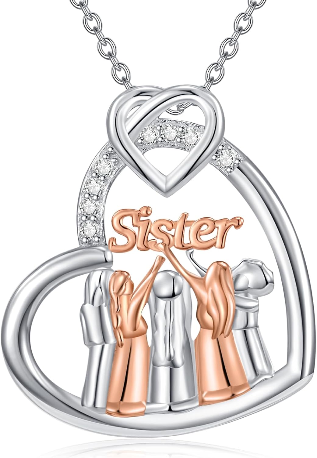 Sister Necklaces Valentines Day Gifts for Her Sister Necklace S925 Sterling Silver Sister Pendant Necklace Best Friends Necklace Sister Jewelry, Gifts for Sister Women Friends Birthday