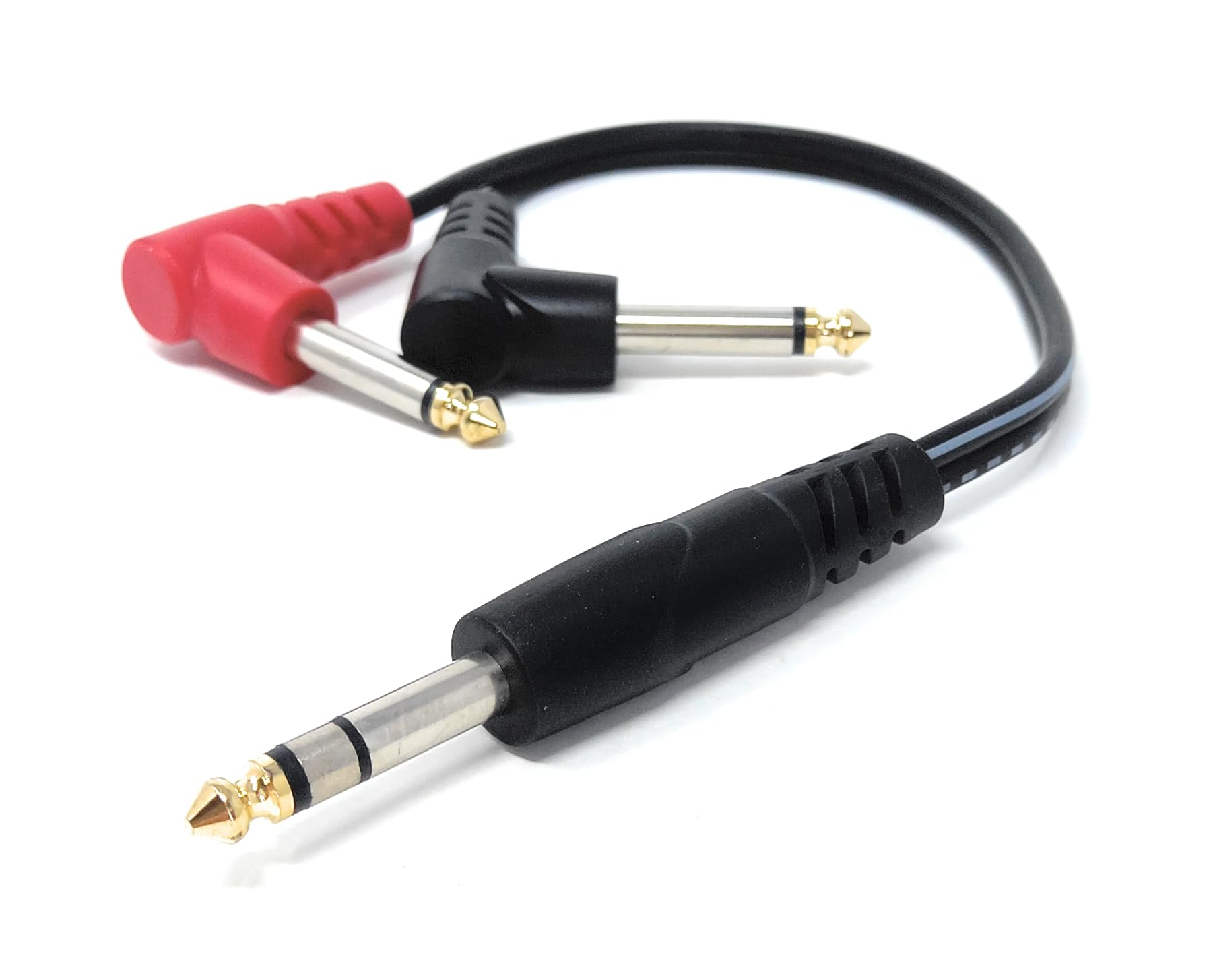 DRUT 30cm 6.35mm 1/4" Stereo Jack to 2 x Mono Jacks Audio Cable Lead for Music Instruments, Mixer, AMP, Guitar 1ft