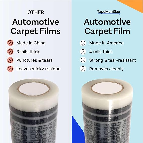 Auto Carpet Film, 24 Roll with 21 Perforation, 4 Mils Thick, Dealer Must Remove Protective Cover, Plastic Floor Mats for Car Carpet Protection, Made in USA (24 x 200' Roll)