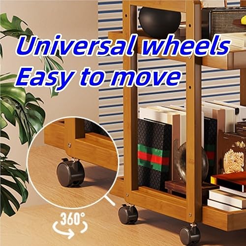 Miniatura 4 de Mobile Coffee Table, Wood Frame Side Table, Storage Table with Universal Wheels, 2-Tier End Table for Living Room, Bedroom, Small Space