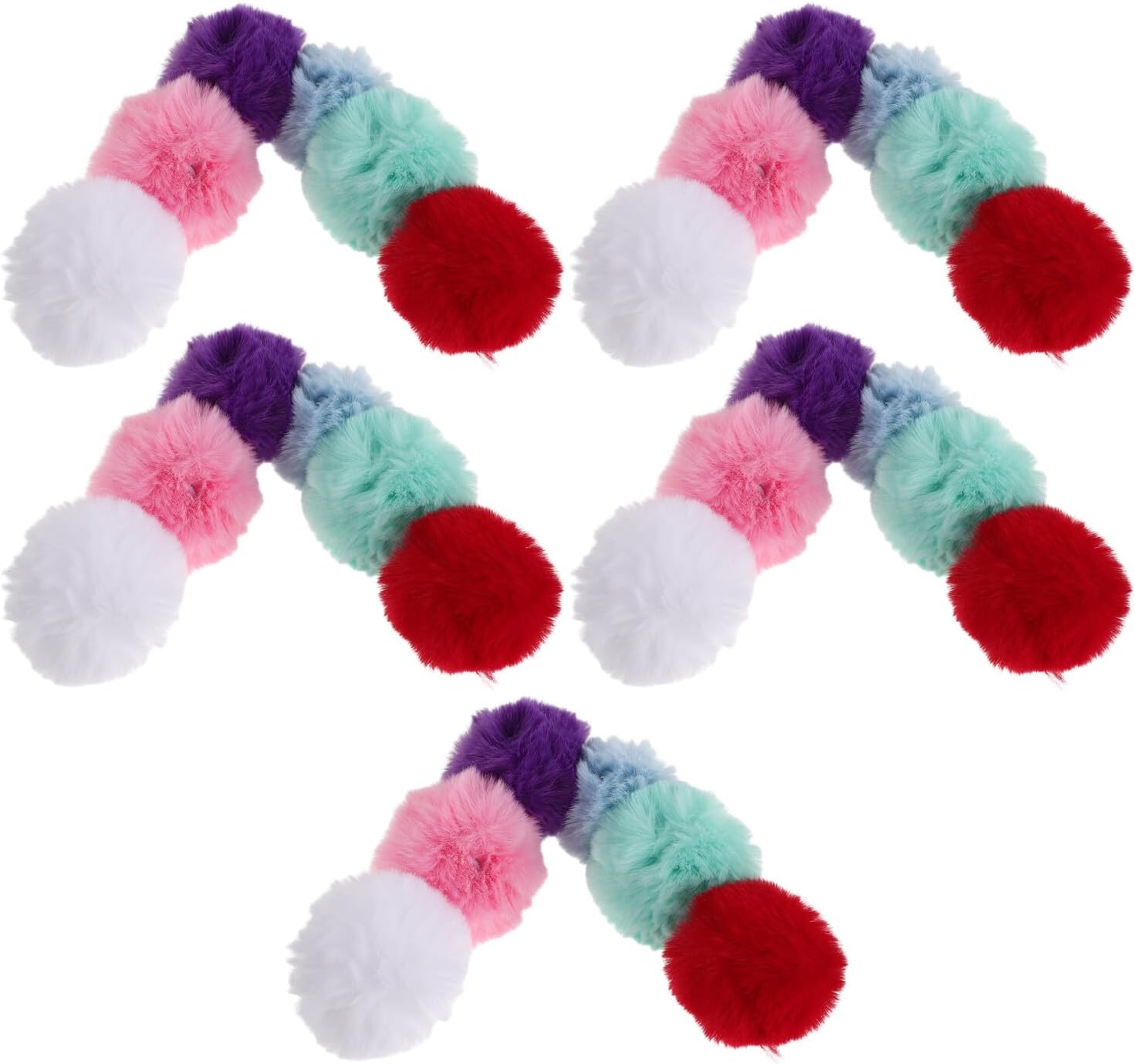 TOKIDNY 30pcs Faux Fur Pom Poms with Elastic Loop Fluffy Crafting Balls for DIY Keychain Hair Accessories Mixed Colors 8cm Removable Knitting Hat Shoes Gloves