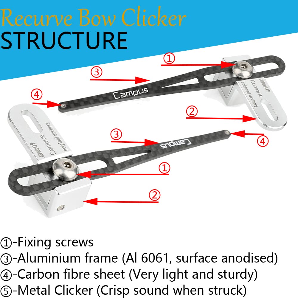 wolfman Arco Recurvo Clicker Fibra de Carbono Clicker Signal Sheet Flecha Clicker Recordatorio Posicionamiento Clicker deFlechas para Arco Recurvo