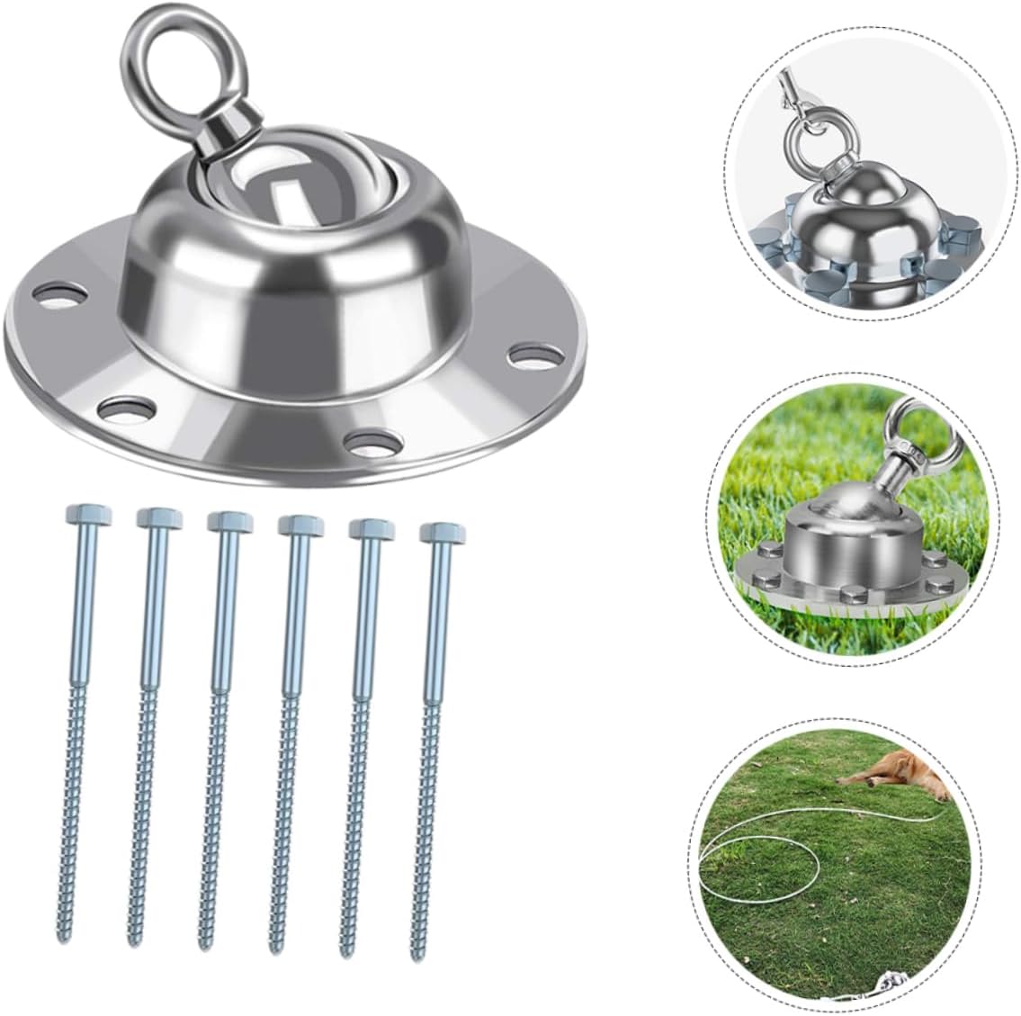 VICASKY 1set Outdoor Heavy Duty Rotating Dog Ground Stake Pet Tie-Out Stakes for Leash Attachment for Camping Gardening and Pet Safety