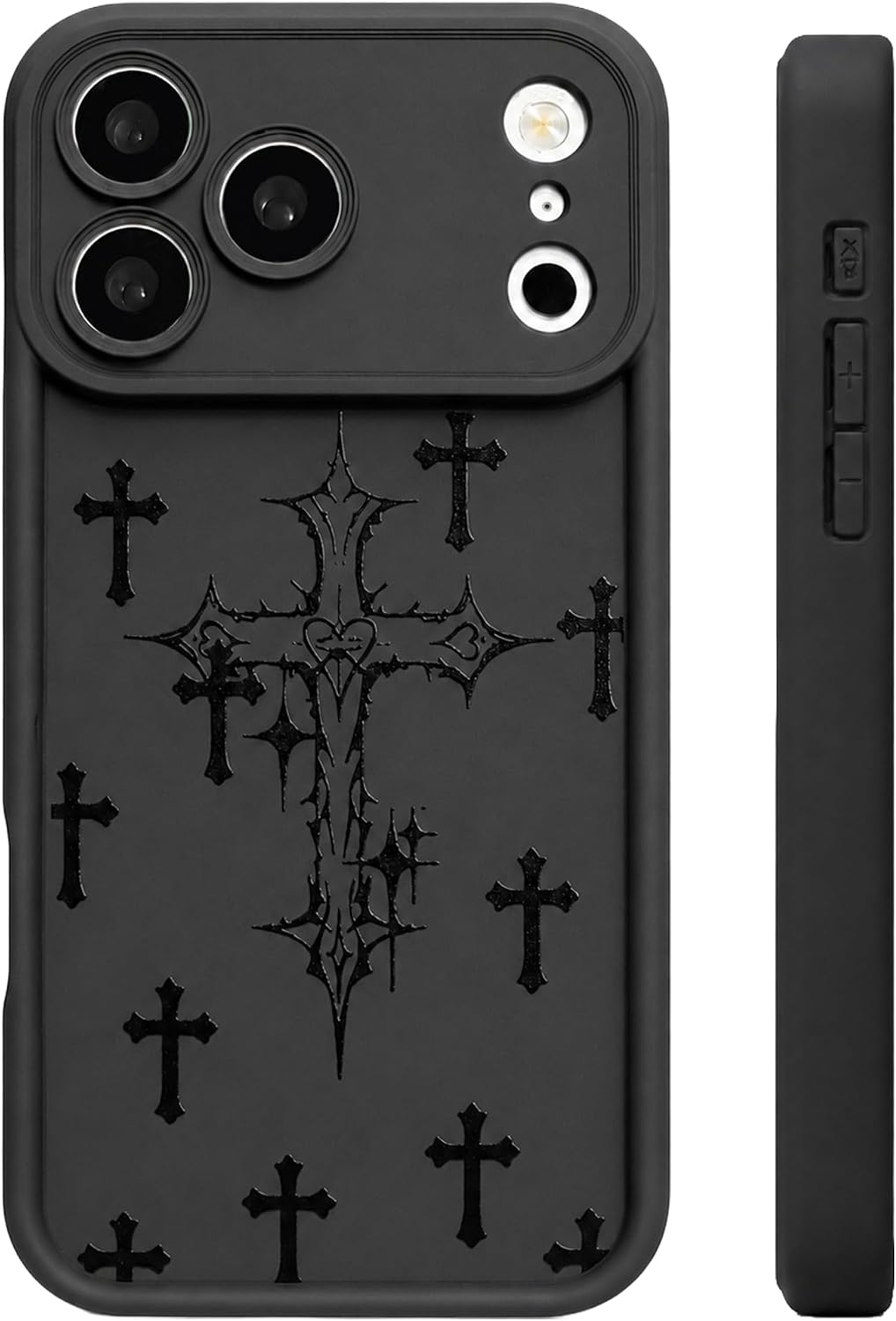 for iPhone 17 Pro Max Case, Gothic Christian Cross, Black Silicone