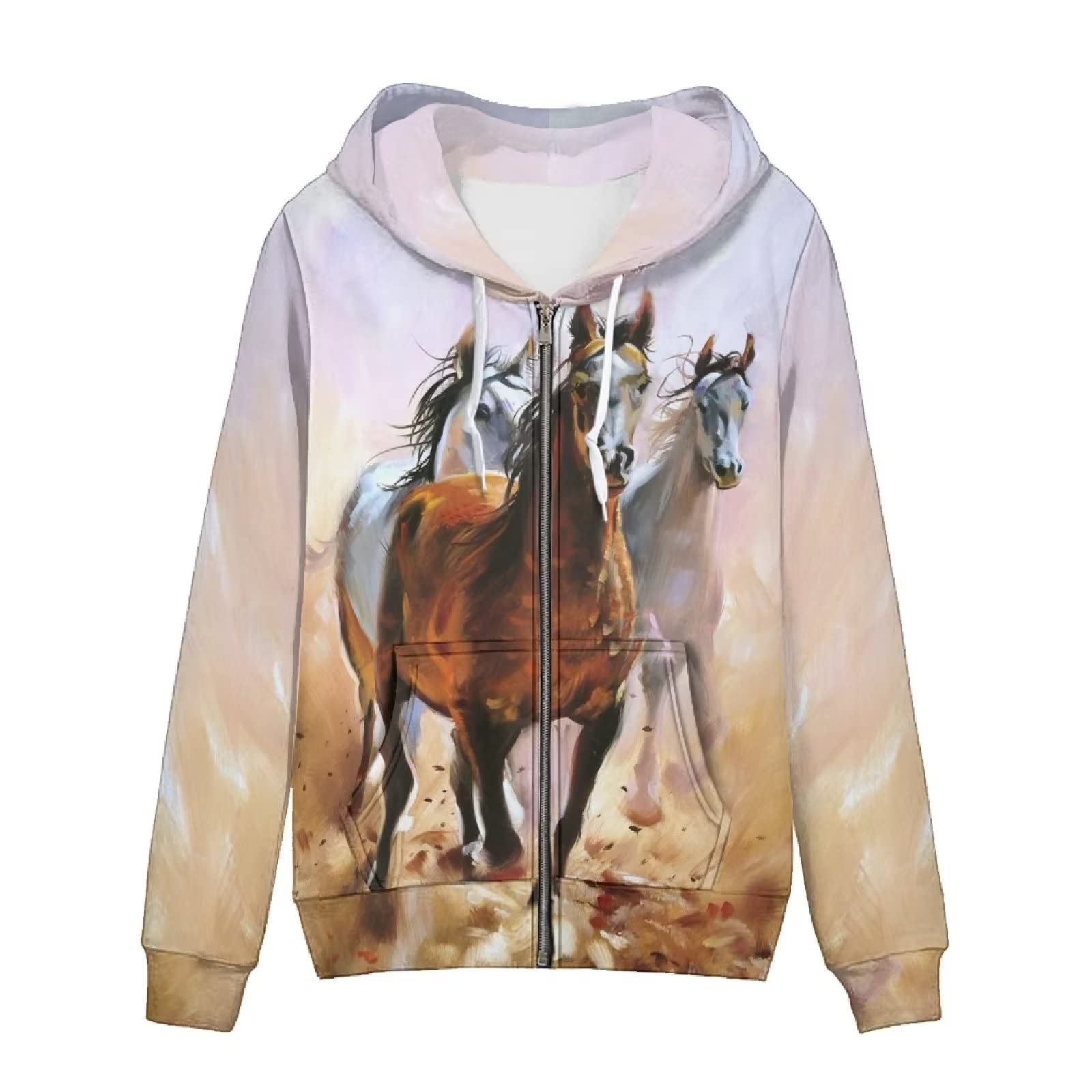 HUIACONG Bluza z kapturem zapinana na zamek błyskawiczny damska bluza z kapturem rozmiar XS-5XL nastolatki sweter, Olej z koni, 4XL