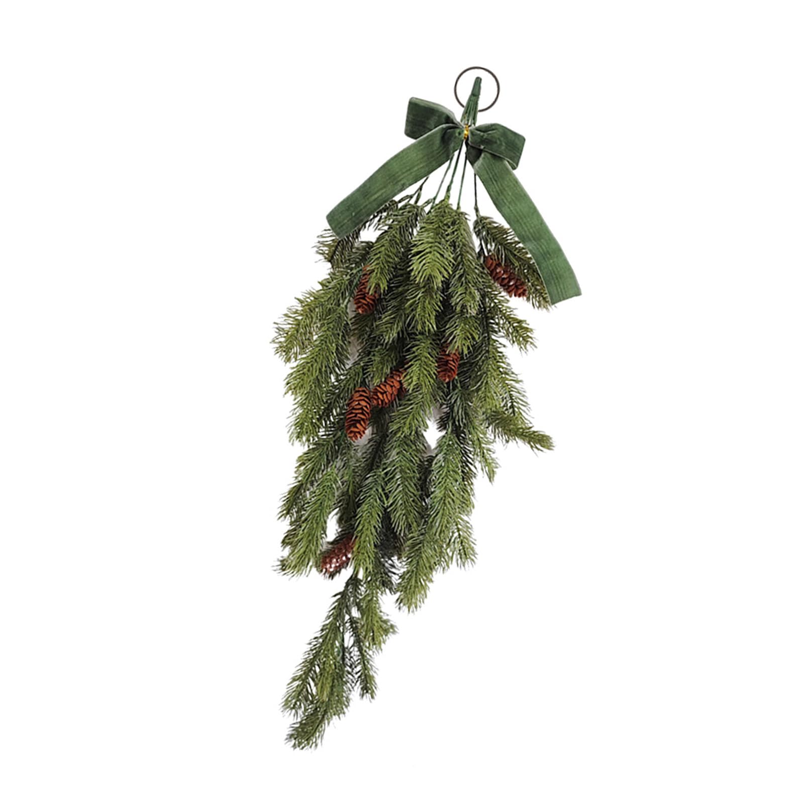 Kalttoy Realistic Pine Needle Hanging Ornament Christmas Plant Decoration for Door Mantels Staircase Wall Holiday Party Hanging Teardrop Christmas Ornaments
