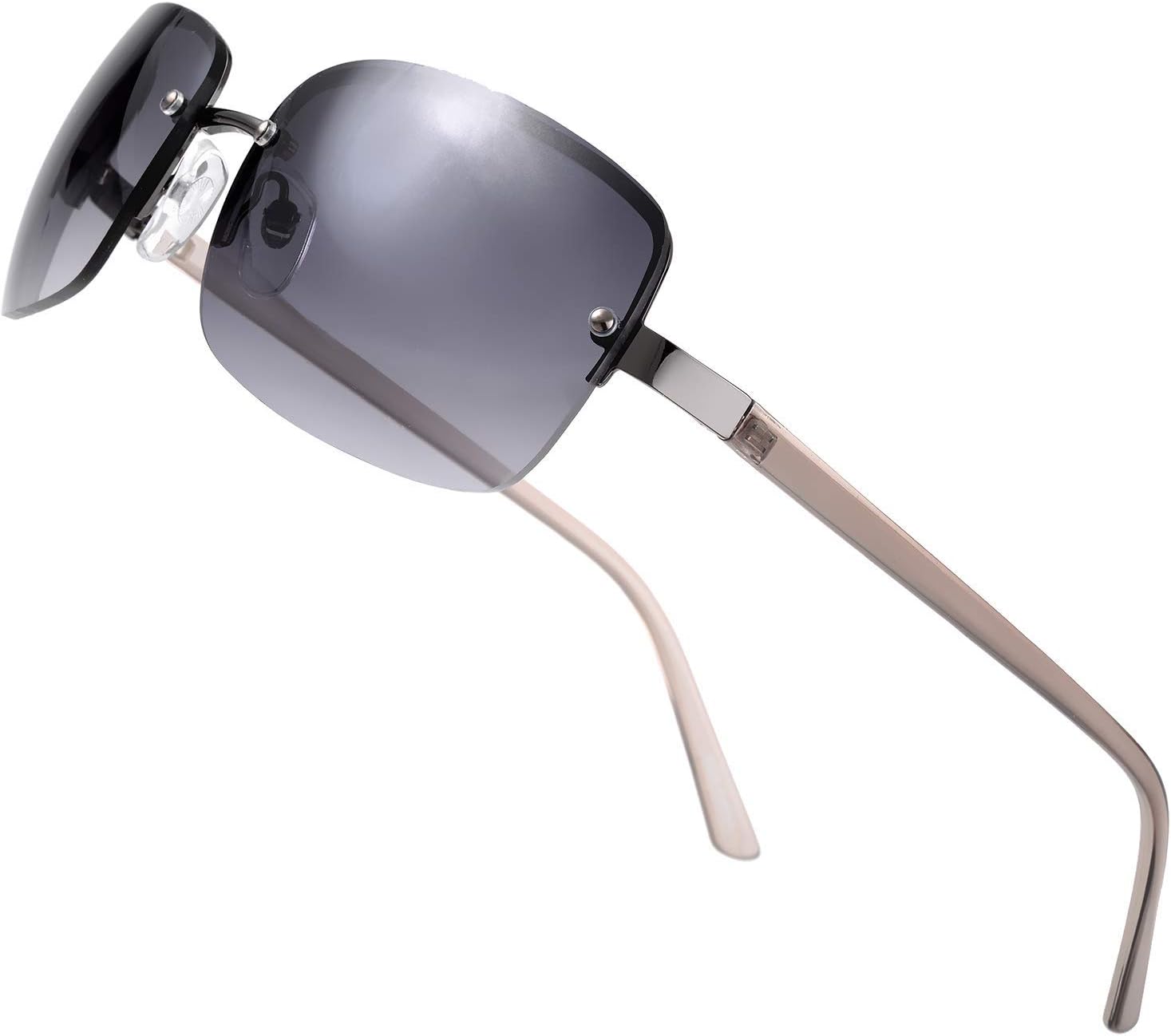 Minimalist Semi-rimless Rectangular Sunglasses for Men Women - Exquisite Packaging