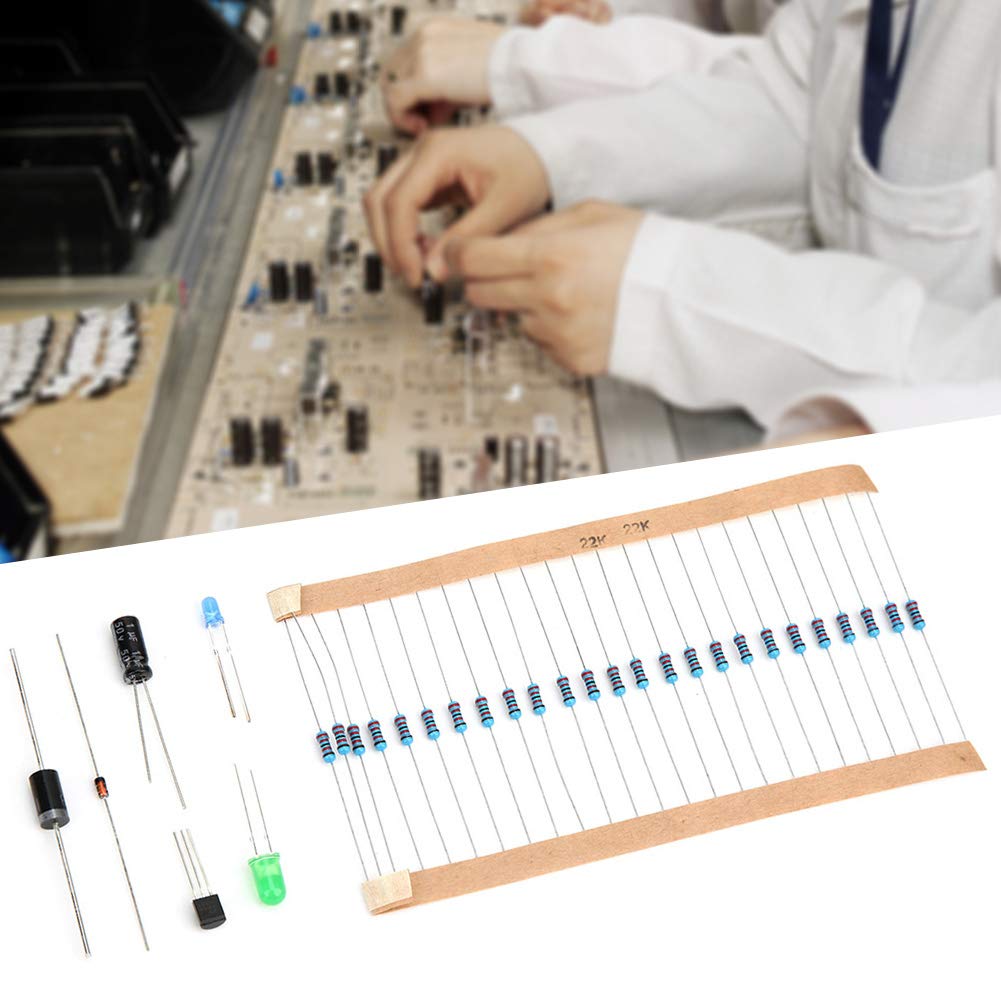 1565PCS 7 Kinds Electronic Component Assorted Kit Capacitor Electrolytic Capacitors LED Diode Transistor 1/4W Resistor Triodes 3MM LEDs 5MM LEDs