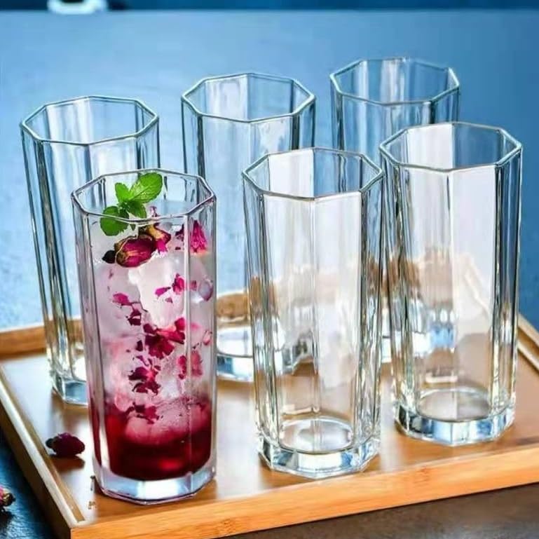 Image of Premium Water and Juice Glasses Set of 6 300ML and 1 Liter Water Jug 1 piece,Transparent Glass and Jug Set for Dining Table,Party,Gift Set,All pourpse use (7 piece) (MT-18)