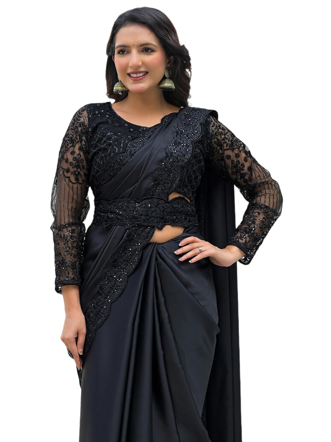 SIRIL Women's Satin Sequins Embroidery Saree with Unstitched Blouse Piece - Review, Price and Buying Guide