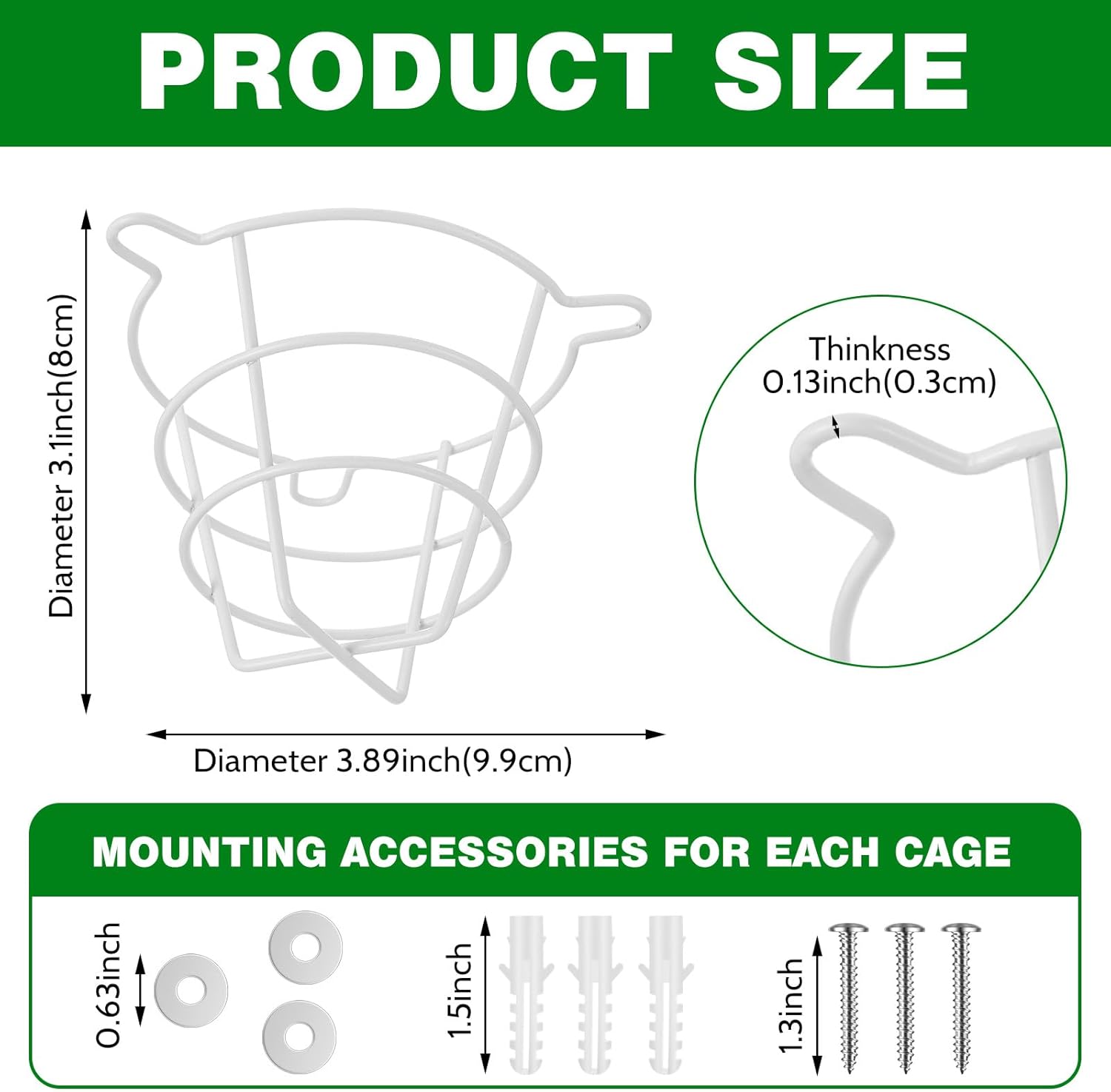 Shimeyao 8 Pcs White Fire Sprinkler Head Guard Cage Covers Protectors Sprinkler Bracket for Both 1/2" and 3/4" Flush Mount Side Wall Pendent Semi Recessed Fire Heads for Ceiling Wall Mount