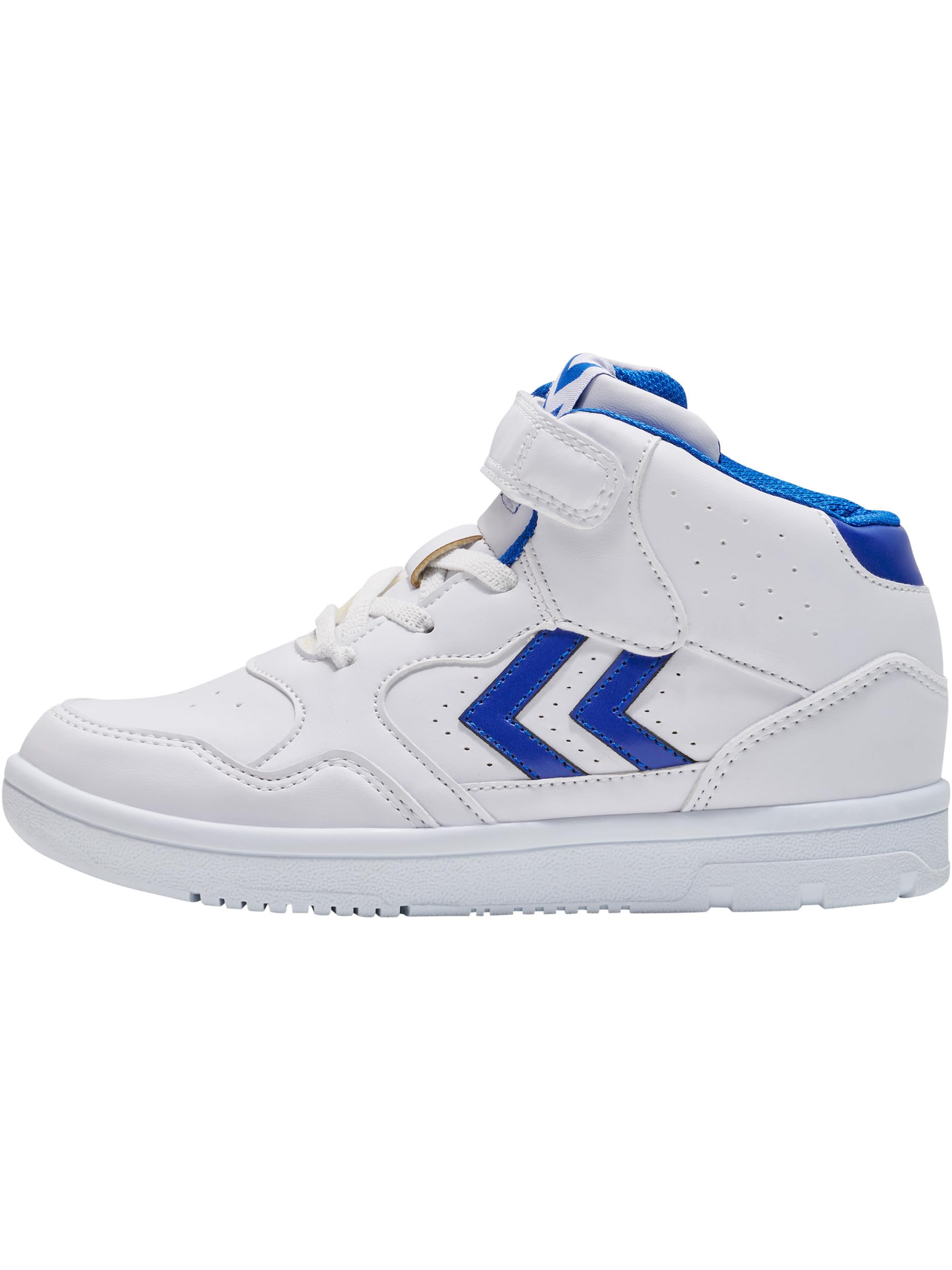 hummel Camden High Children's Velcro Trainers, White Blue, 1.5 UK Child