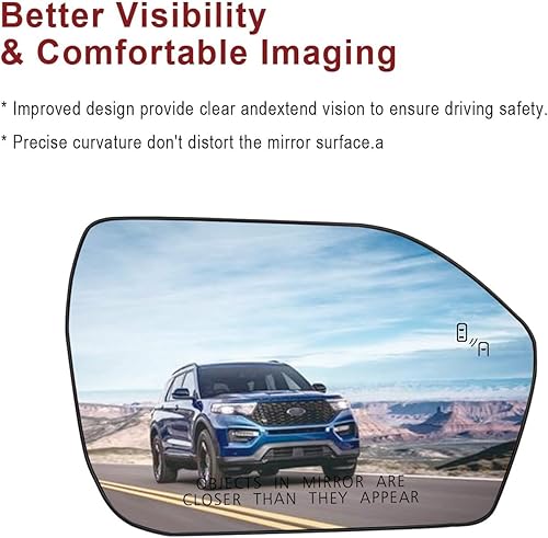 Miniatura 3 de Espejo lateral del pasajero con calefacción compatible con espejo Explorer 2020-2023 - Espejo para espejos Explorer para espejo del conductor