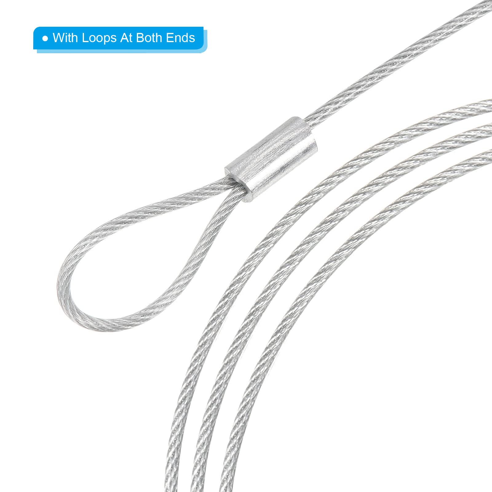 Lot De 10 Câbles De Sécurité En Acier Inoxydable – Longueur 20 Cm, Diamètre 2 Mm, Avec Oeillets, Neuf