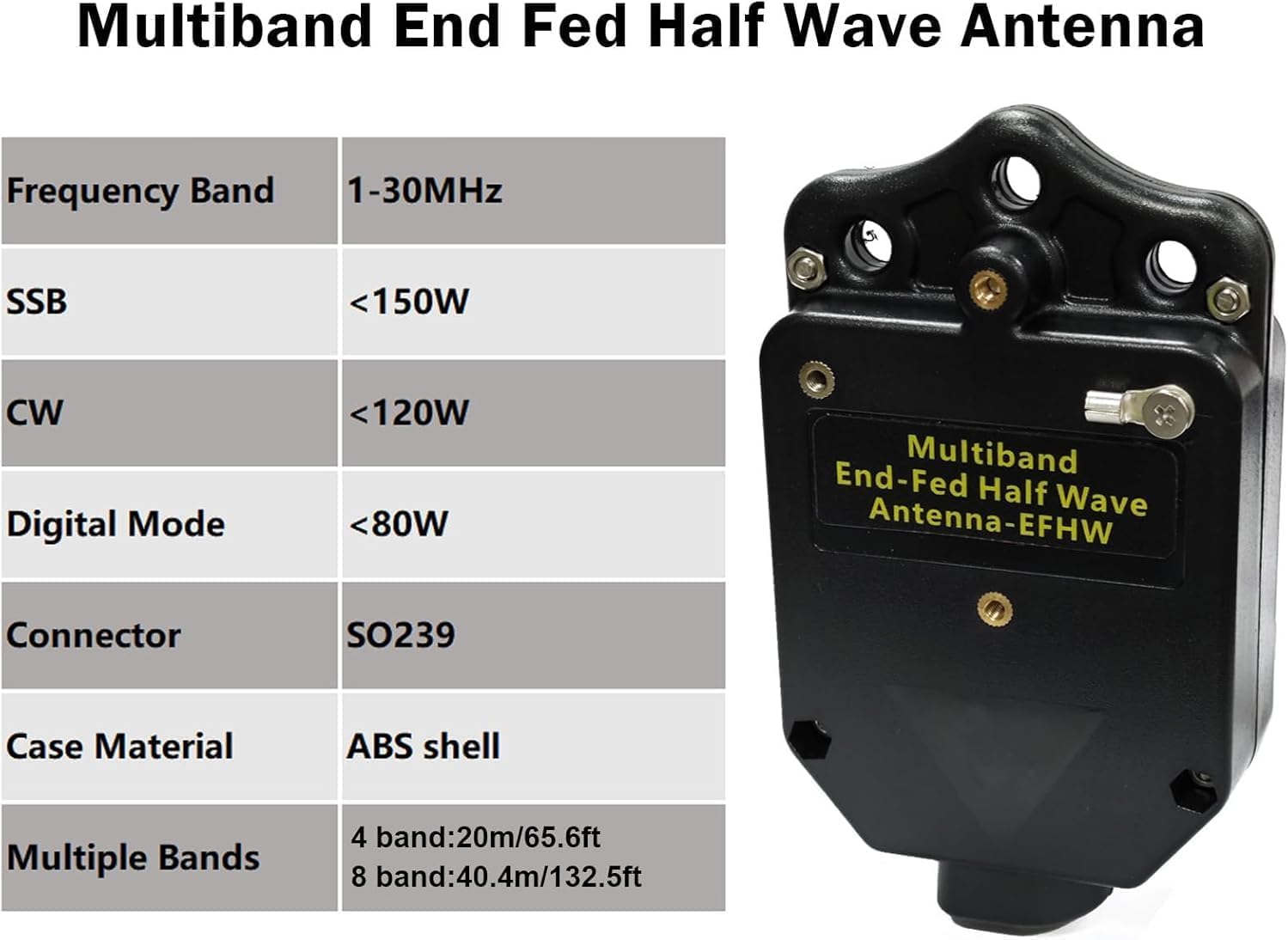 Upgraded 150W HF End Fed Antenna, 1-30MHz CW FM AM FT4 FT8 SSB End Fed Radio Antenna 4 Band 8 Band for Outdoor 1:64 1:49