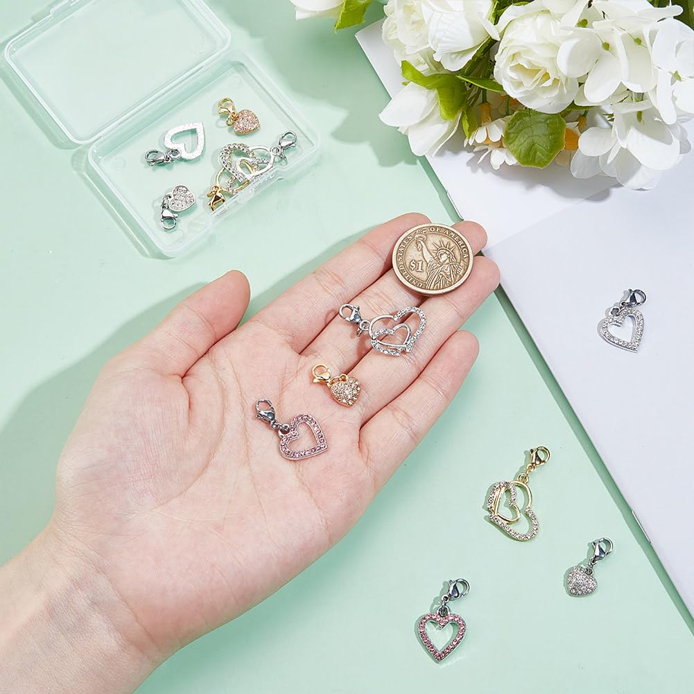 DELORIGIN 12PCS Heart Collar Charms for Pet Bling Rhinestones Cat Dog Collar Charms 6 Styles Brass Clip-On Pendants for Pets Collars Necklace Decoration Accessories Bag Decor Keychain Jewelry Making - Image 3