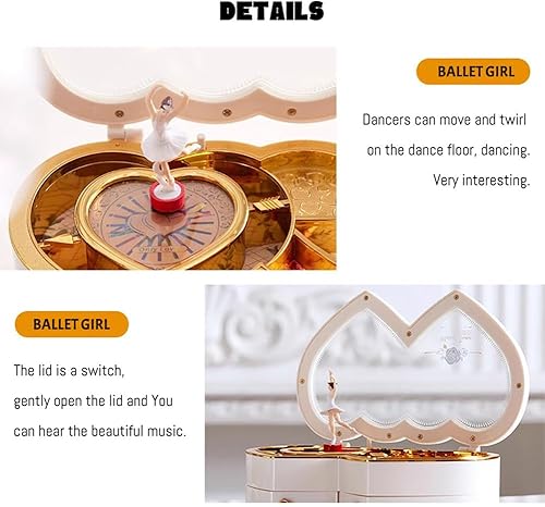 Miniatura 5 de Caja de joyería para niñas, cajas de música para niñas, caja de música de bailarina, caja de joyería musical, caja de música giratoria de ballet