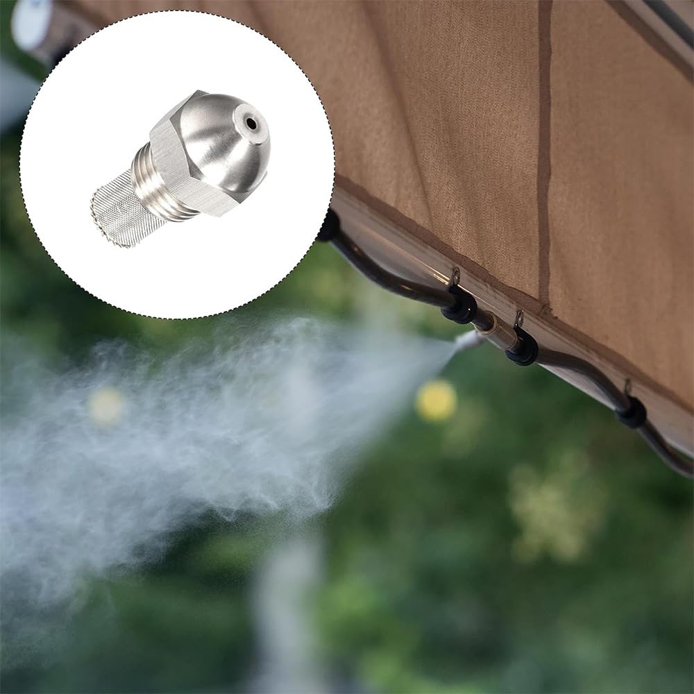4 Stück Zerstäuberdüsen aus Edelstahl 304 für feine Sprühnebelverteilung zur Befeuchtung und Kühlung sowie zur Reduzierung der Umgebungstemperatur (0.3 mm/0.012 Zoll Öffnung + 1/4 Zoll Gewinde)
