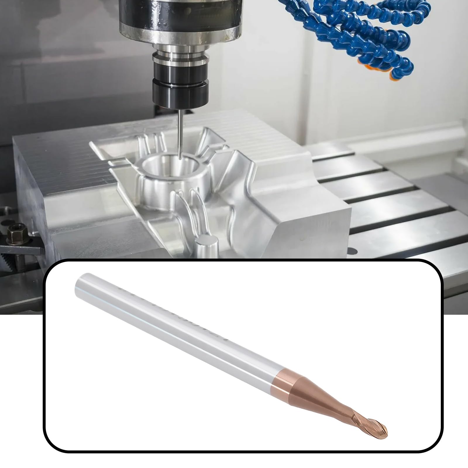 Lot de 2 Fraises à Bout Sphérique de 2 Mm Revêtement AlTiN Carbure de Tungstène HRC55 pour Gravure CNC
