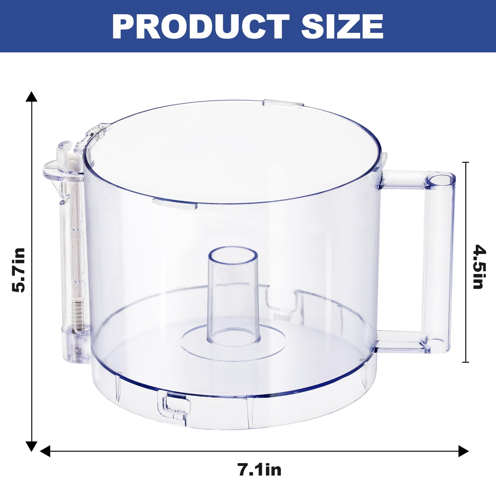 Top with 4 Locking Tabs DLC-005AGTXT1 Food Processor Work Bowl Replacement with Handle 14-Cup Compatible With Cuisinart DFP-14,Fits DFP-14NWBCT1 Work Bowl Cover