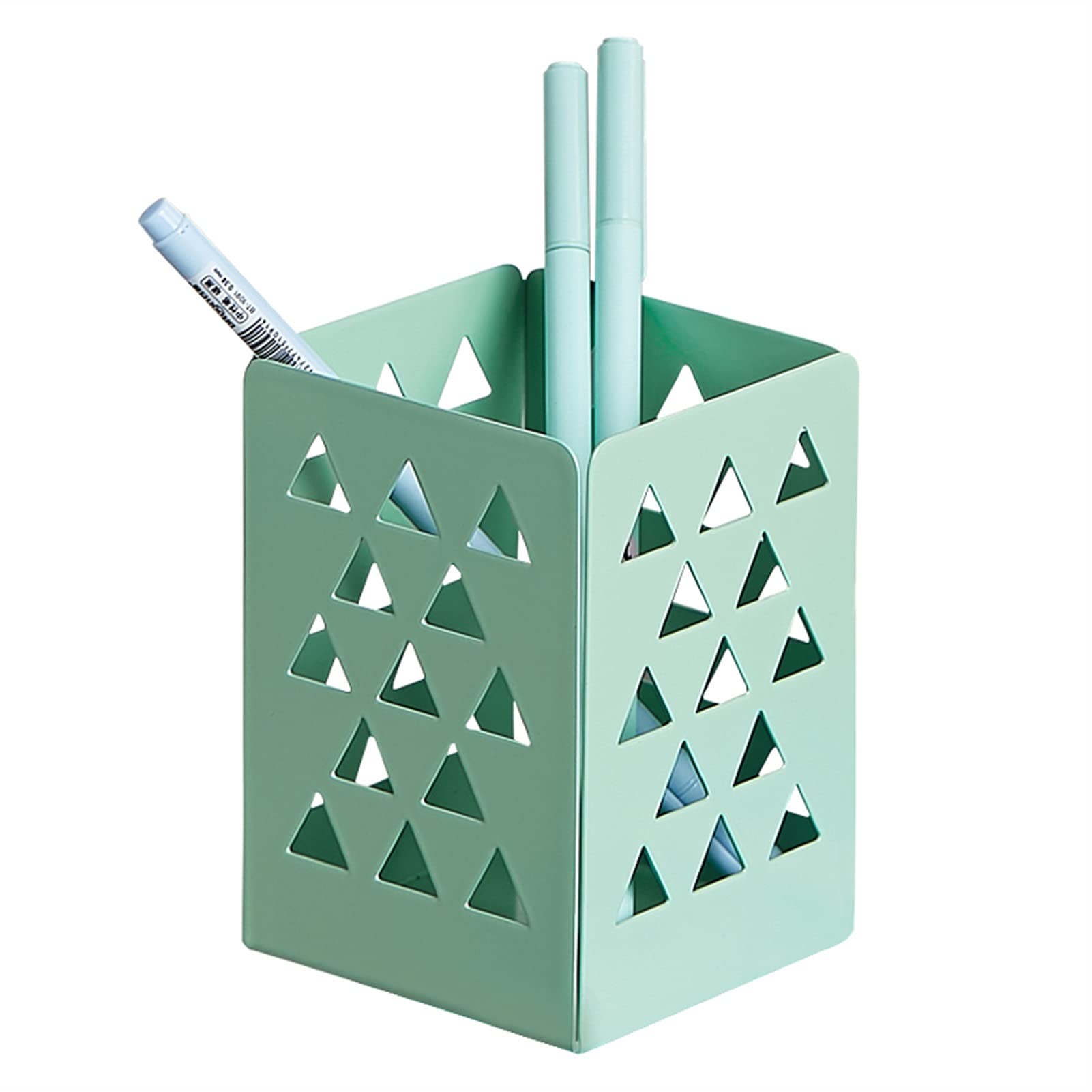 Pojemniki na ołówki 1 PC. Kwadratowy Biały Czarny Pióro Uchwyt Biurko Organizator Hollow Metal Pen Pen Makeup Szczotka Przechowywania Case Ołówek Stojak Pojemnik Stacjonarny (Color : A)