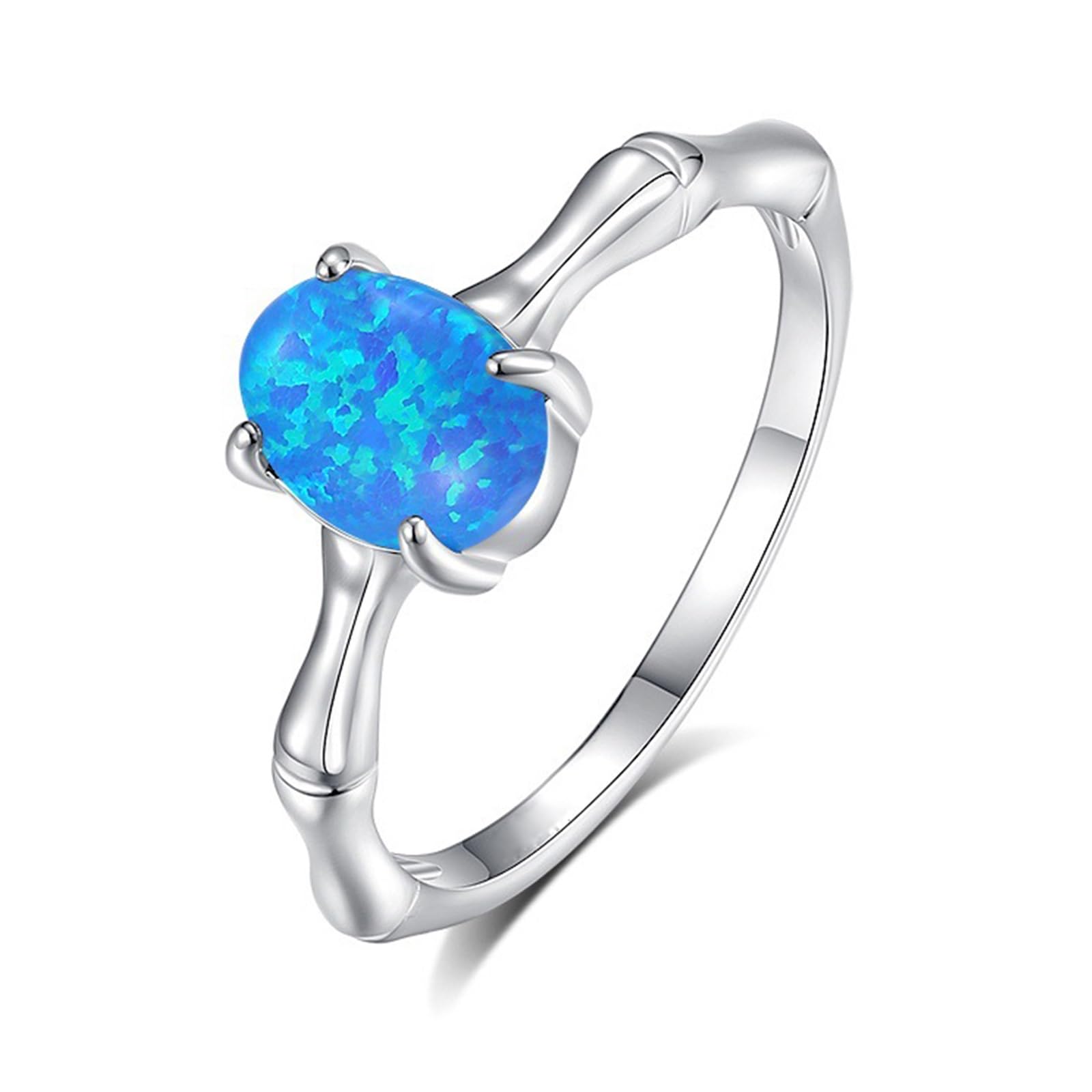 Verlobungsring Damen Frauen, Frauen Ovaler Opal mit Moissanitring