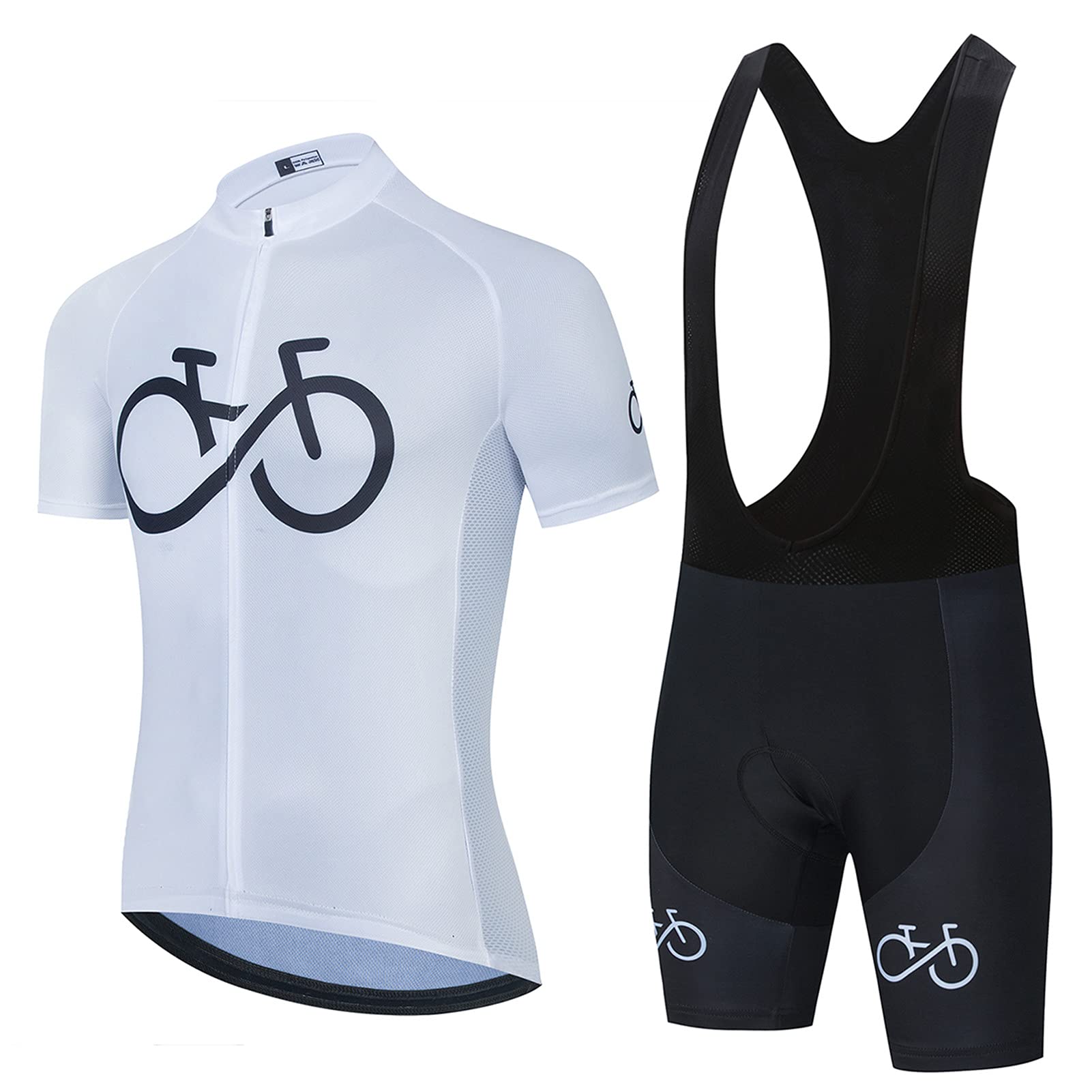 YFFSMen's Summer Cycling Jerseys Suit Short Sleeve Cycling Set Breathable Compression Cycle Clothes Short Sleeve Jersey and 19D Gel Padded Bib Short Pants