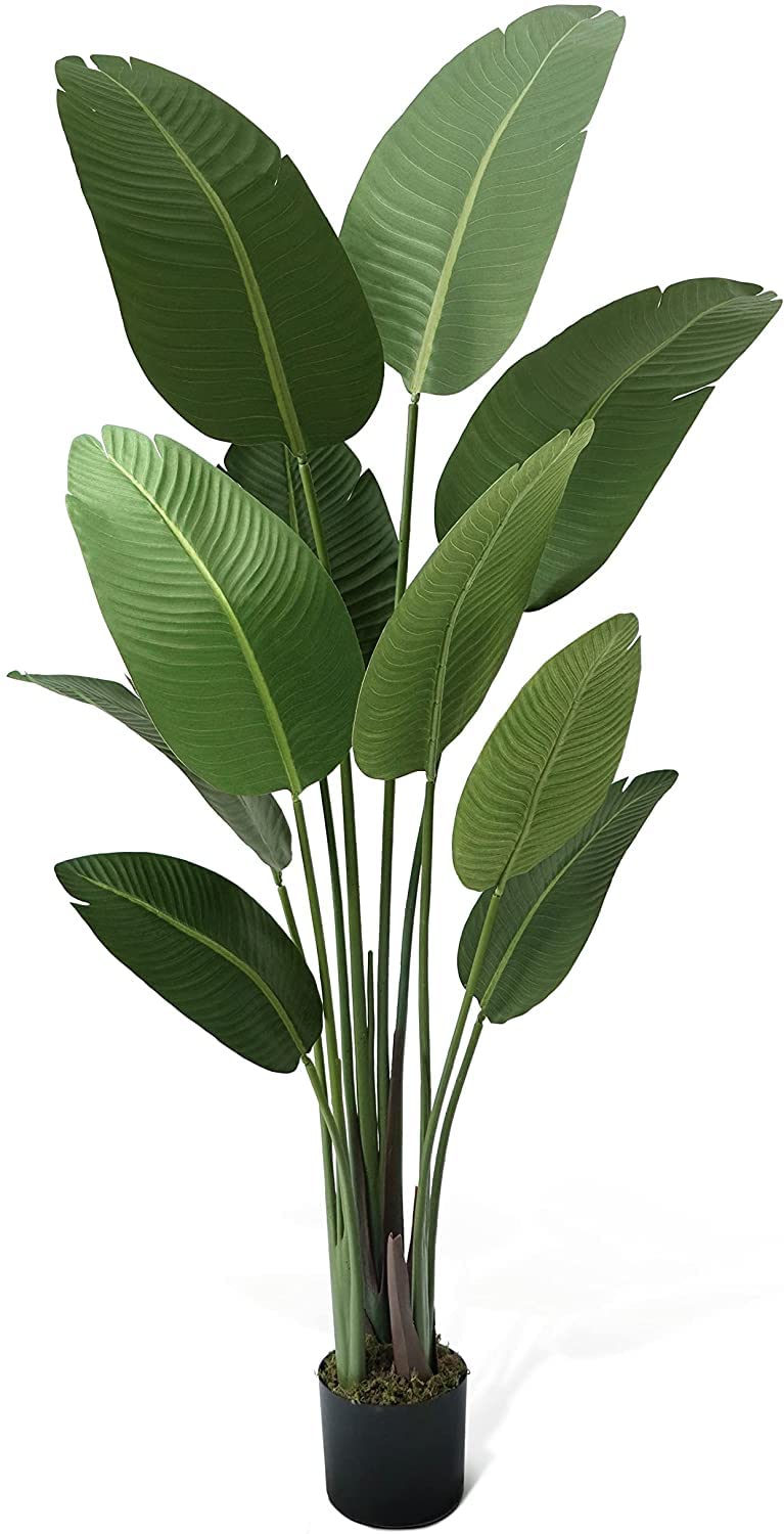 Fencer Wire Artificial Bird of Paradise Tree, Fake Plant in Pot with Dried Moss, Premium UV Resistant Lifelike Tropical Home Décor, 5 Feet, 60 Inch