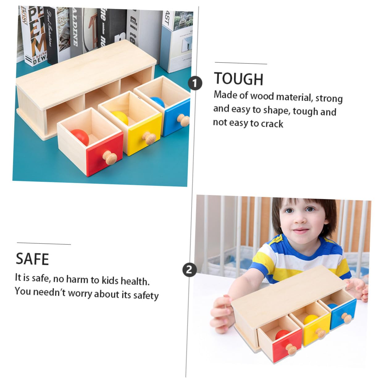 Giocattolo Didattico Cassetto a Sfere Rotonde a 3 Cassetti 1 Pezzo | Aiuto Didattico Precoce, 0-3 Anni, Educazione Genitore-Figlio, Giocattolo Educativo per L’Apprendimento Iniziale