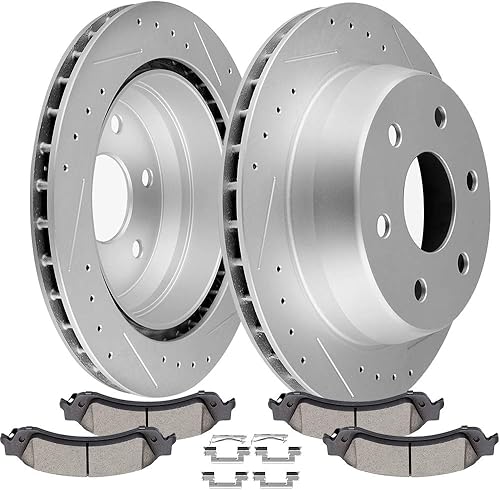 Miniatura 1059 de Kits de frenos y rotores, rotores de freno SCITOO y 8 pastillas de cerámica para 08-12 para Chrysler Town & Country, 08-12 para Dodge Grand Caravan