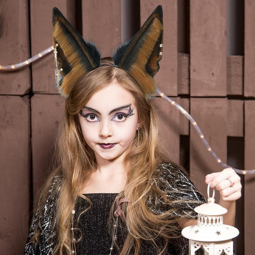 Anubis Wolf Headband B-Style Handcrafted Plush In-Stock Prop Realistic Ear Headwear Fresh and Hair Accessory (Type 3)