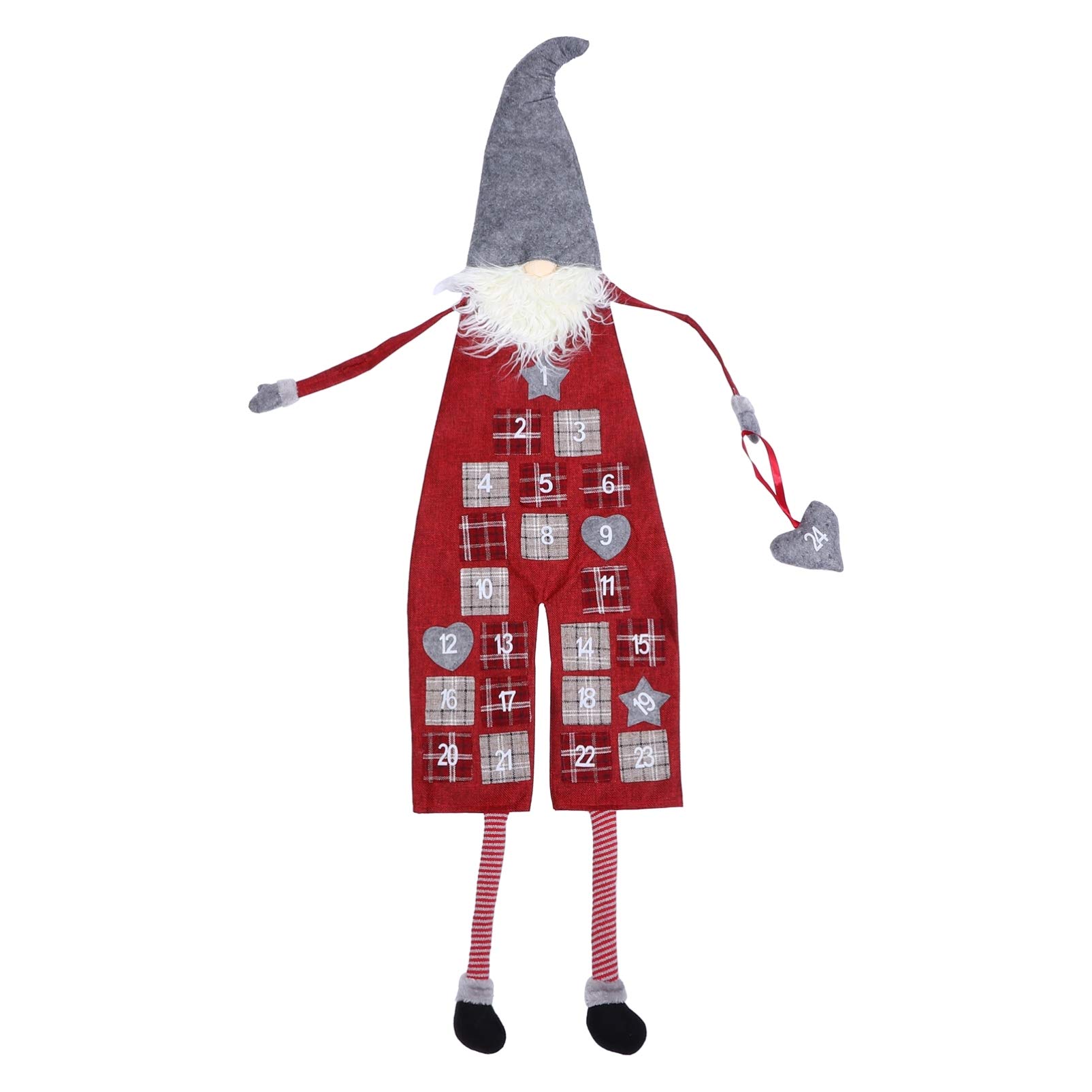 LABRIMP Calendario Avvento Folletti Natalizi in Lino Lana Artificiale, Decorazione Appesa Rosso per Festa di Natale e Conto alla Rovescia Festivo