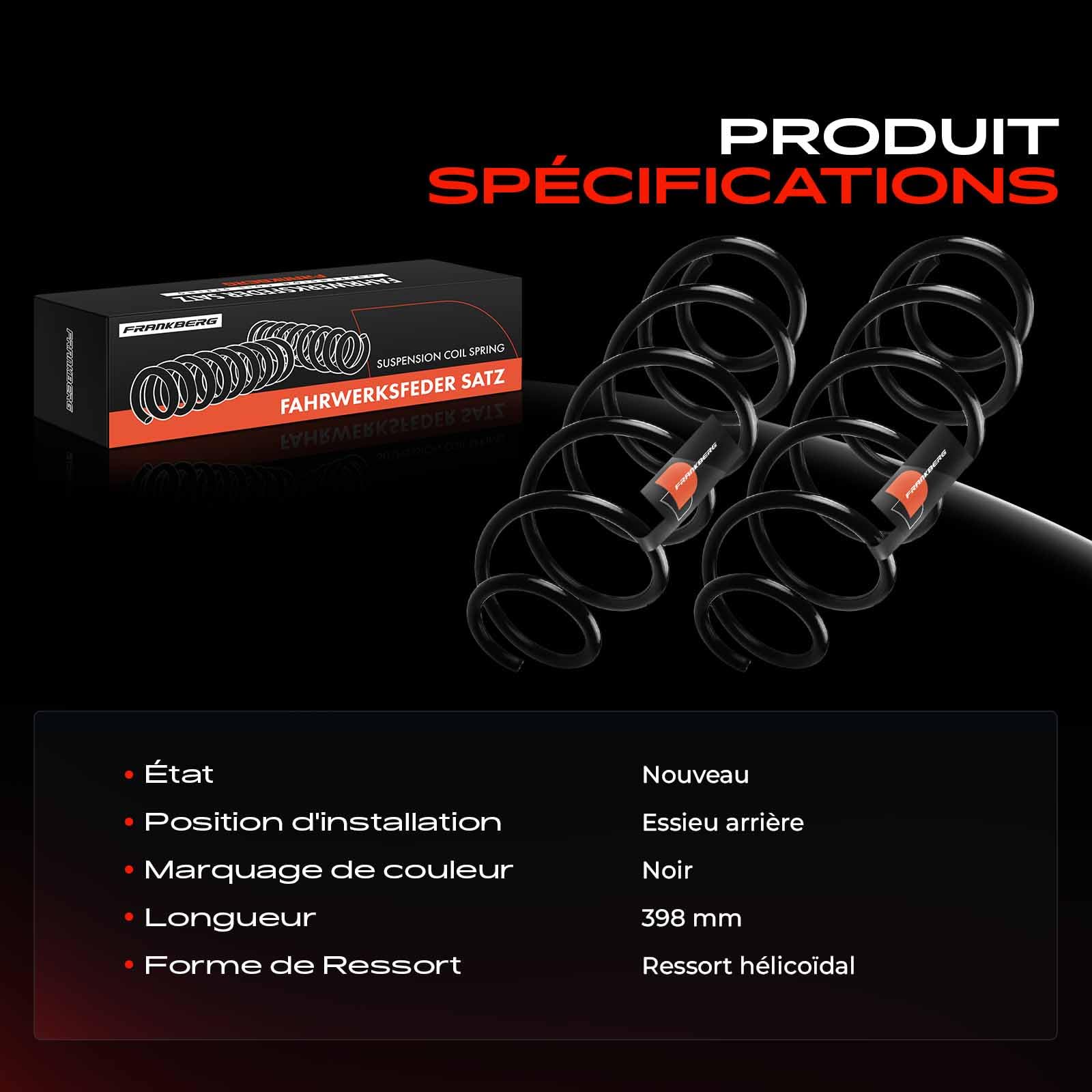 Frankberg 2x Ressort de suspension Remplacer# RH6395,550200003R | Compatible avec Laguna III Grandtour KT0/1 1.5 dCi 1.6 16V 2.0 dCi 2.0 16V 2.0 16V Turbo 2007-2015
