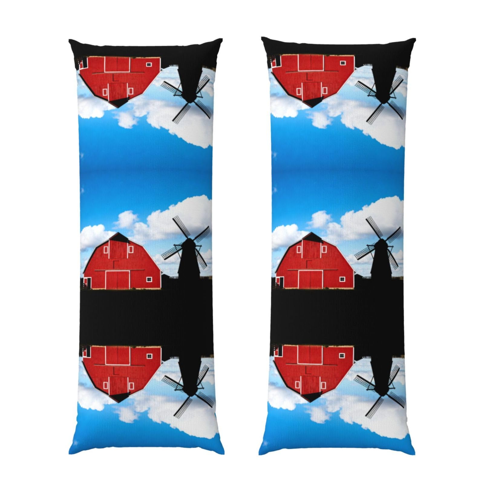 Barn Windmill Farm Body Pillowcase 20x60-Ultra Soft Plush Long Pillow Cover with Hidden Zip for Sleeping